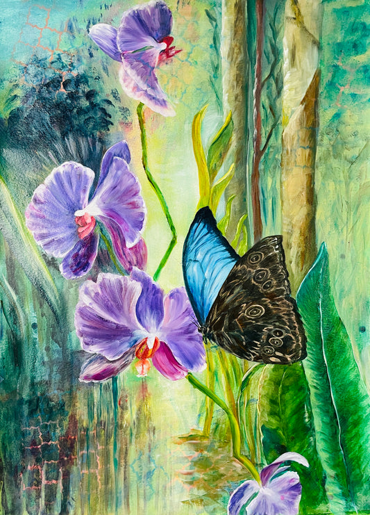 Fearless Flight in Violet Orchids - original