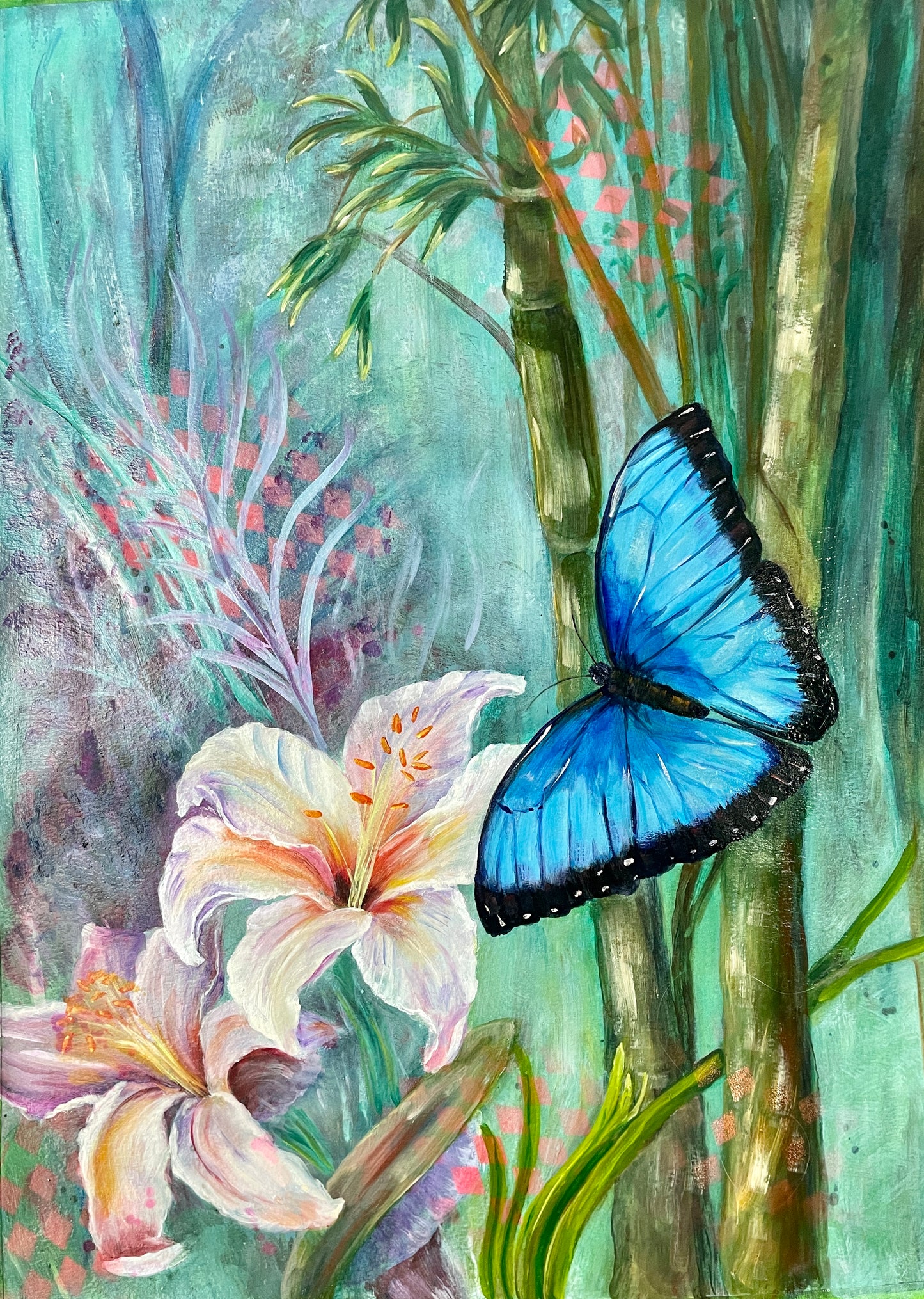 Blue Morpho portrait thank you card set